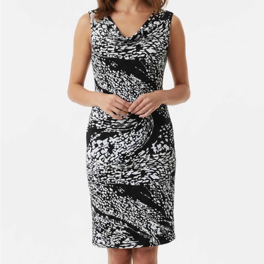 Renuar Black and White Patterned Dress